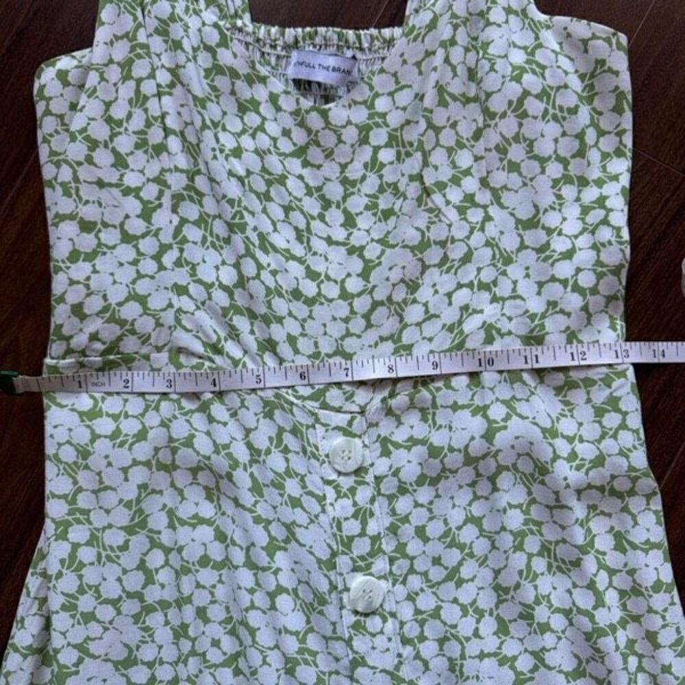 FAITHEULL THE BRAND S Lou Lou Mini Dress Green Floral Flirty Button Up Smocked - Picture 4 of 12